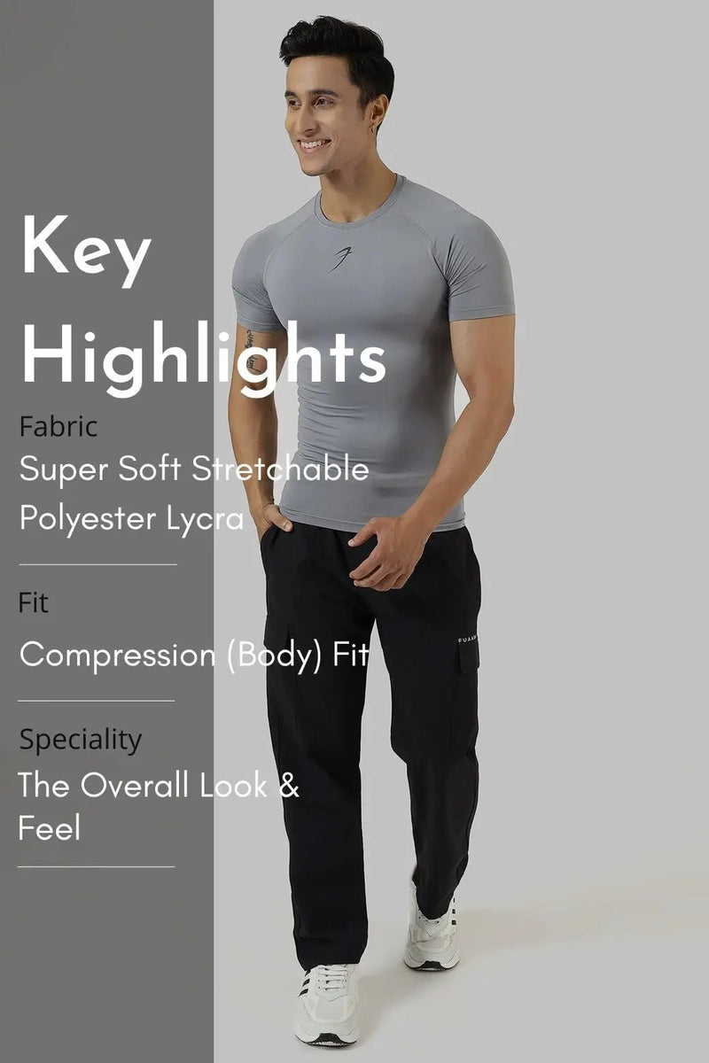 Compression T-shirt Sea Grey by Fuaark Nz