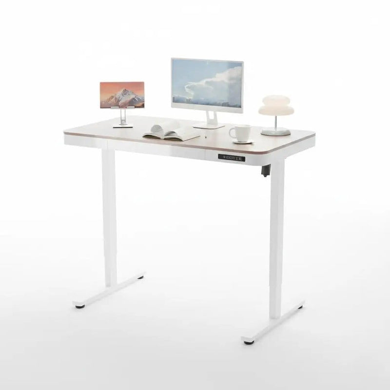 ErgoLift Single Motor Sit Stand Desk with Drawer Maple 1.2m by sue-e furniture