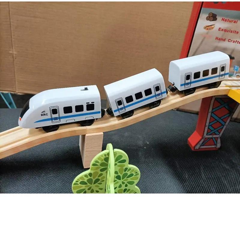 78 Pcs Wooden Railway Track Toy Early Educational Manual Control Car Set Gift by dealonline.co.nz