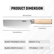 Vegetable Cleaver - Japanese Cleaver 6.5 Inch Chopping Knife High Carbon Stainless Steel Knives With Wooden Handle 6.5 Inch Cleaver Knife - Vegetable Knife by China Dropship