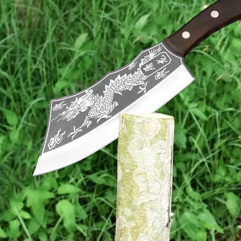 Forged Dragon Pattern Firewood Tree Cutter Agricultural Outdoor Bamboo Cutting Machete Grass Cutting Sickle Household Bone Cutting Cleaver Chopper Sets Of Dragon Slayer Black by China Dropship