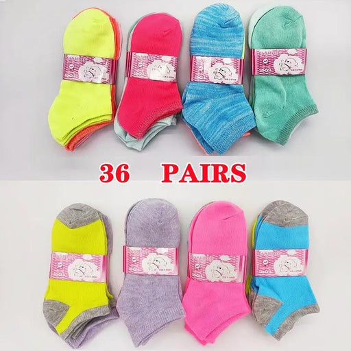 WHOLESALE - (36 Pairs) Candy Colour Kids Ankle Socks 4 - 6 by dealonline.co.nz