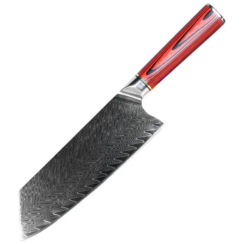 Damascus Steel Chinese Cleaver Household Meat Red by China Dropship