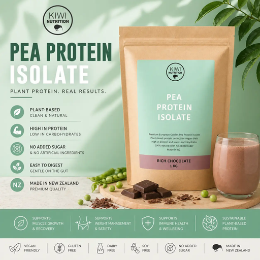 Pea Protein Powder - Chocolate 1kg by Kiwi Nutrition
