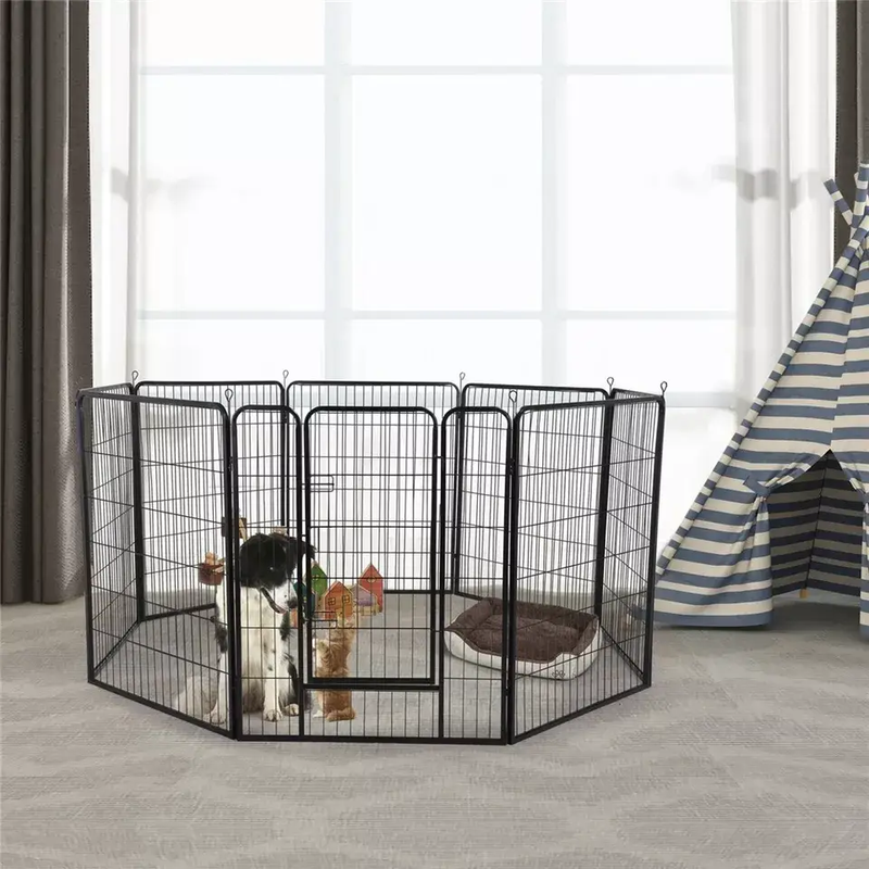 8 Panel Pet Playpen Dog Exercise Pen Fence Metal Exercise Barrier 100cm