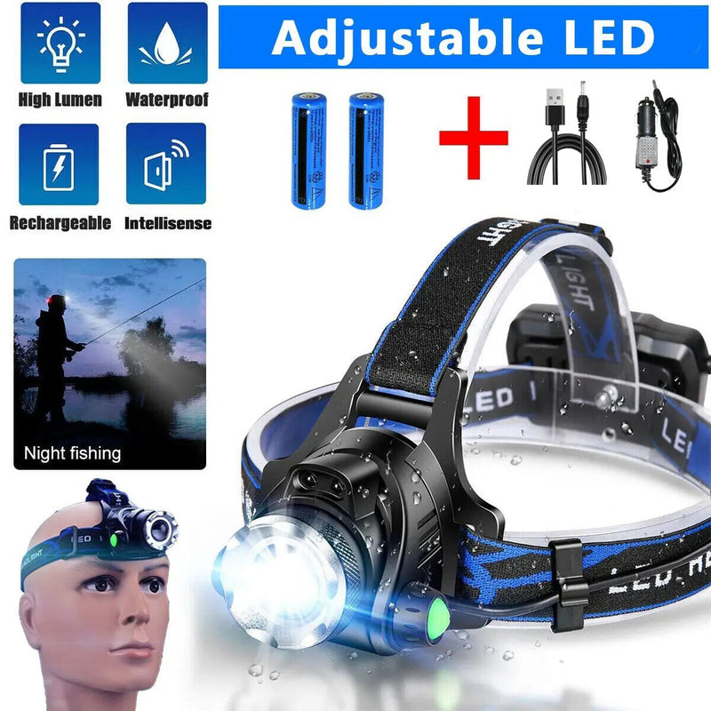 Super Bright Powerful Headlamp LED Head Torch USB Rechargeable Headlight Head Lamp by China Dropship