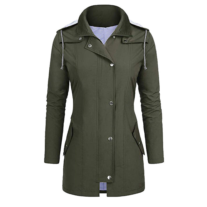 Womens Lightweight Waterproof Rain Jacket With Packable Hooded Shell