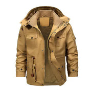Men's Thickened Cotton Jacket with Removable Velvet Lining - Hooded Winter Coat by Mead's Supply & Equipment Outfitters limited