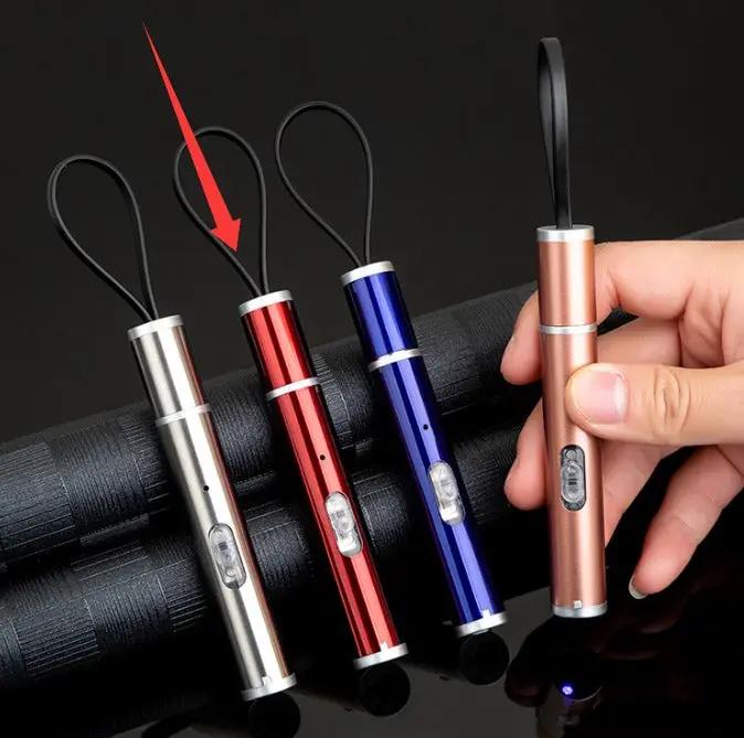 USB Direct-Charge Stainless Steel Mini Charging Flashlight - USB Direct-Charge Stainless Steel Mini Charging Flashlight Blue by China Dropship