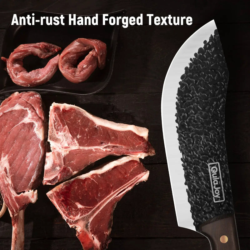 Qulajoy Meat Cleaver Knife - 7.3 Inch High Carbon Stainless Steel Butcher Knife For Meat Cutting Slicing Vegetables- Professional Chopper Knife For Home Kitchen Chef Knife - Forged Meat Cleaver Knife by China Dropship
