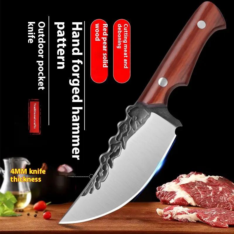 Hand-forged Red Pear Solid Wood Handle Outdoor Camping Handle Meat Knife TIGU31 by China Dropship