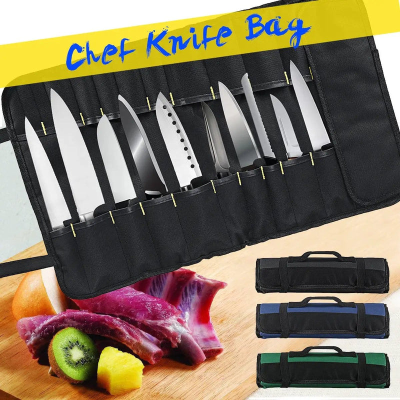 Zendrop Chef Knife Roll Bag With Large Capacity For 22 Knives Chef Knife Roll Bag 22 Pocket Large Capacity