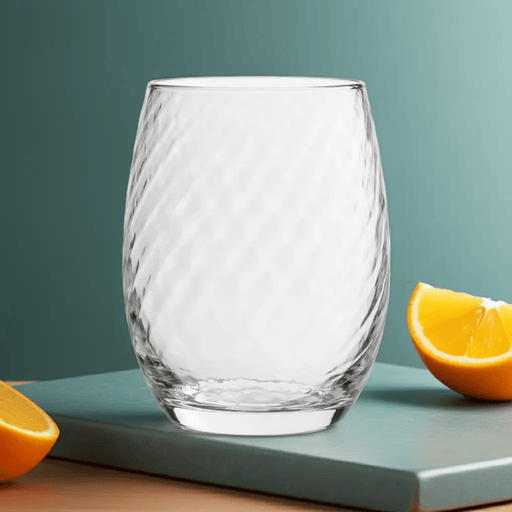 Nest & Stem Homewares Tumblers Clear Diagonal Textured Glass Tumbler 420ml Clear Diagonal Textured Glass Tumbler 420ml