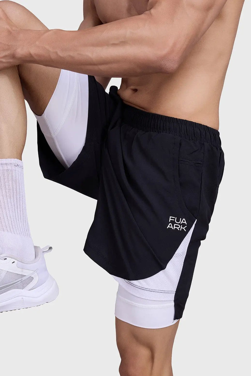 2 in 1 Mesh Short Black/White by Fuaark Nz