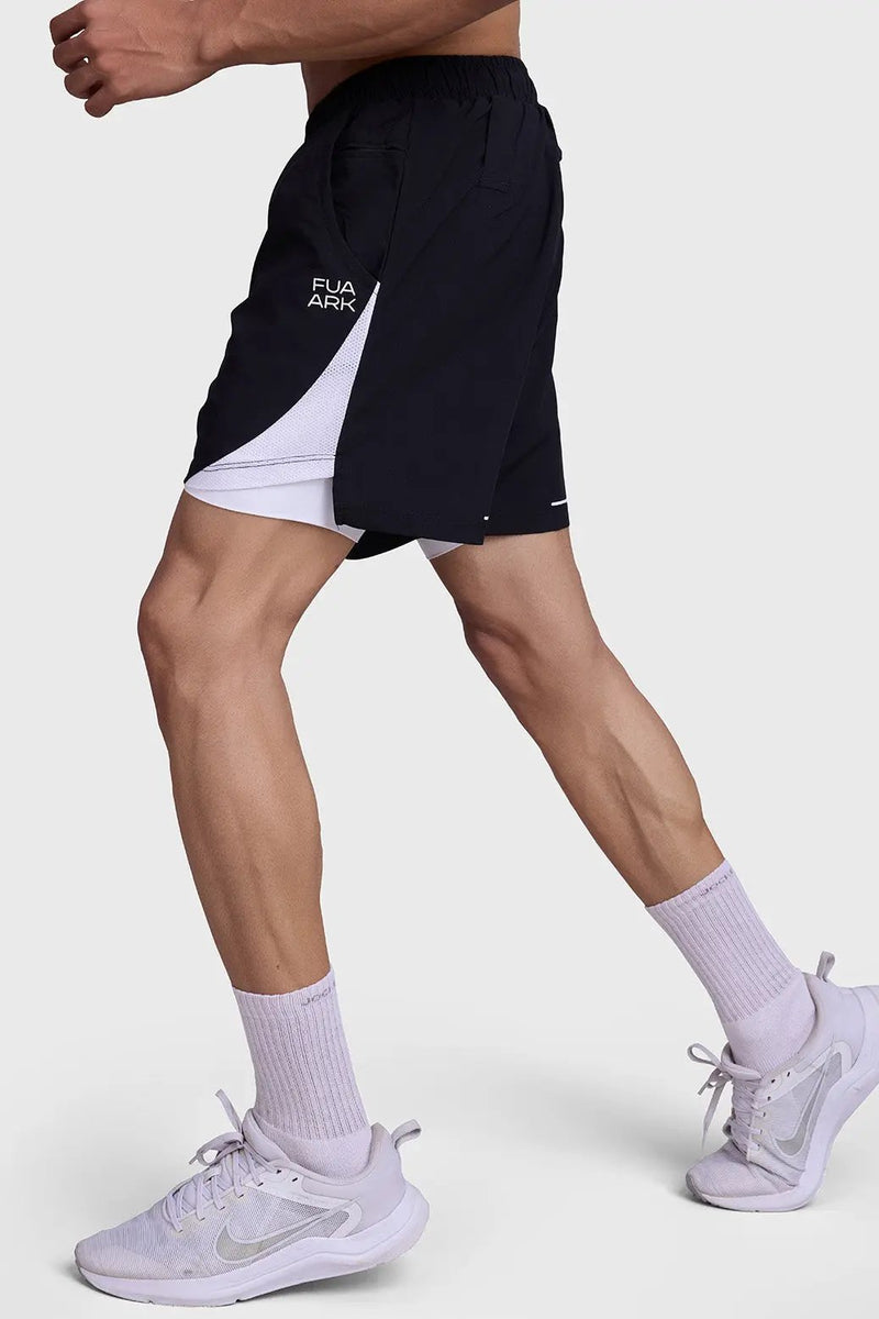 2 in 1 Mesh Short Black/White by Fuaark Nz