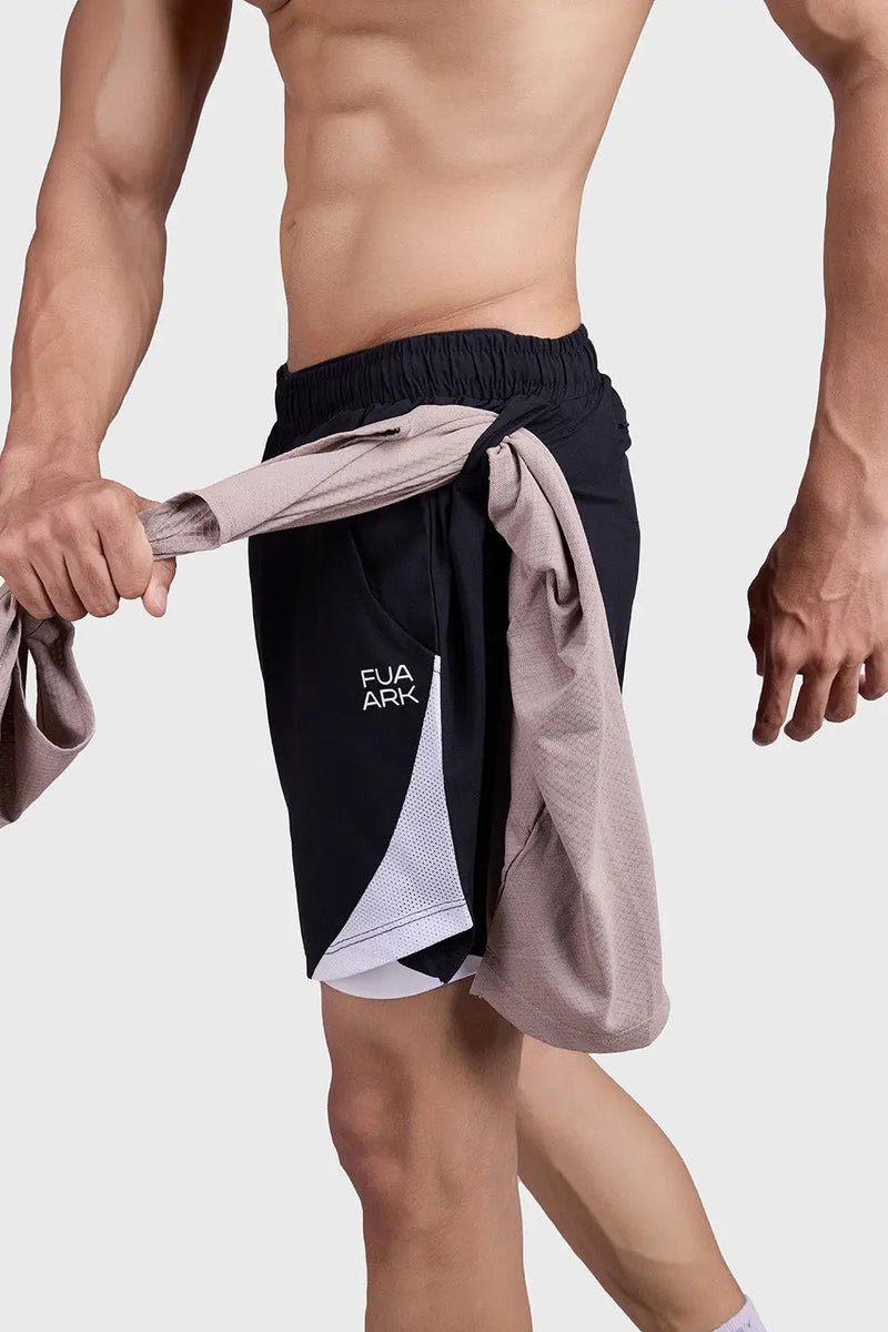 2 in 1 Mesh Short Black/White by Fuaark Nz