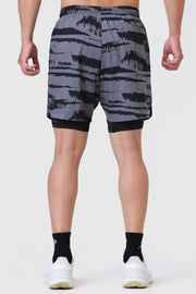 2 in 1 Printed Compression Shorts Gold Grey by Fuaark Nz