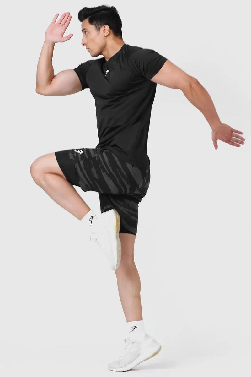 2 in 1 Printed Compression Shorts Olive by Fuaark Nz