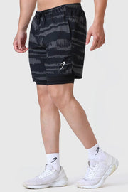 2 in 1 Printed Compression Shorts Olive by Fuaark Nz