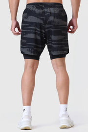 2 in 1 Printed Compression Shorts Olive by Fuaark Nz