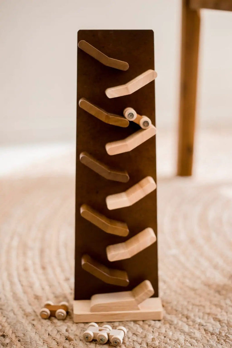 2 Tone Zig Zag Racing Cars - QToys | Wooden Montessori Activity NZ by Curious Moonbeam
