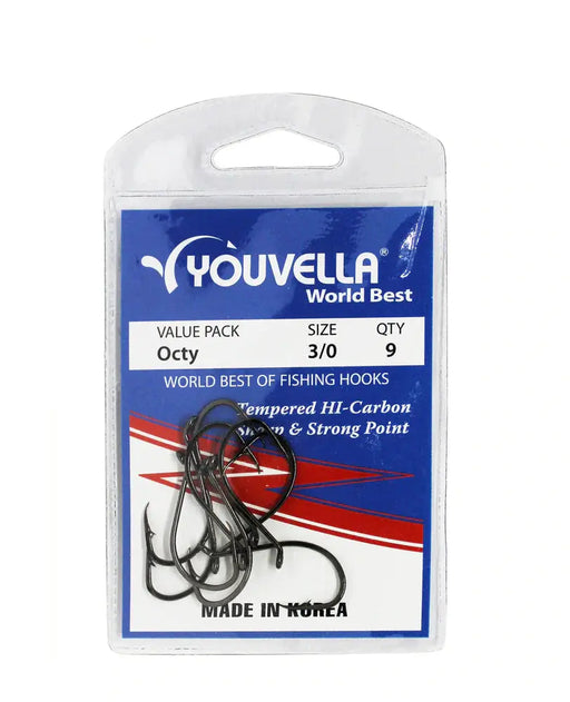Youvella Octy Hooks 3/0 (9 per pack) by NZ Diver