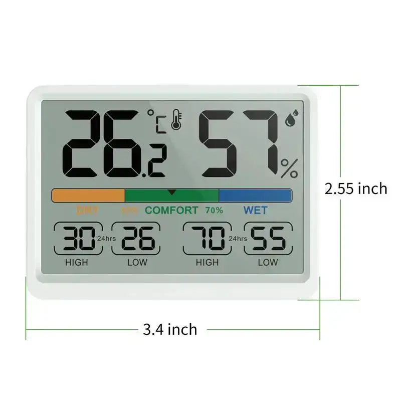 3.4" LCD Digital Thermometer Hygrometer for Home & Office by Habicare