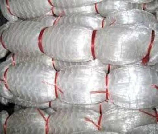 3.5 inch (90mm) 40MD Mesh 0.5mm 40MD 245m stacked in bundles with red ties.