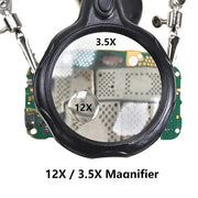 3.5X/12X Welding Magnifier with Auxiliary Clip & Stand by Habicare