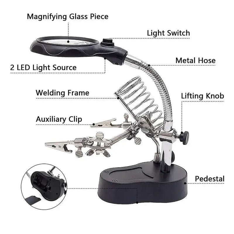 3.5X/12X Welding Magnifier with Auxiliary Clip & Stand by Habicare