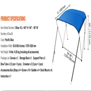 3-Bow Bimini Top Boat Canopy – 900D Polyester (different sizes available) by Habicare