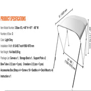 3-Bow Bimini Top Boat Canopy – 900D Polyester (different sizes available) by Habicare