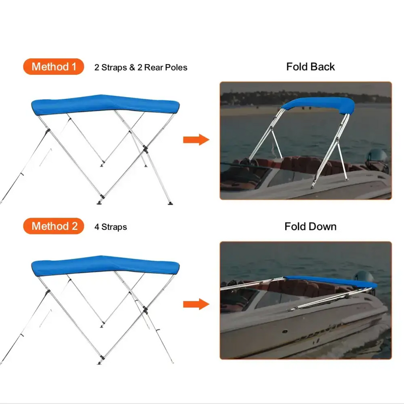 3-Bow Bimini Top Boat Canopy – 900D Polyester (different sizes available) by Habicare