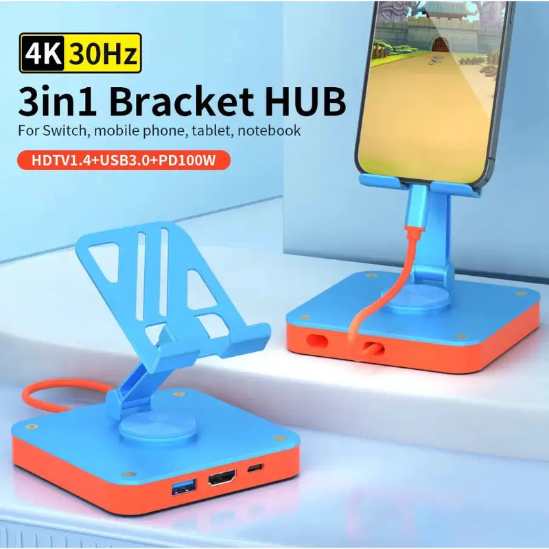 techplus 3-in-1 Adjustable Switch 2 Stand | Foldable Gaming Dock & Desktop Holder Adjustable 3-in-1 Nintendo Switch Stand USB-C | Action Outdoors NZ