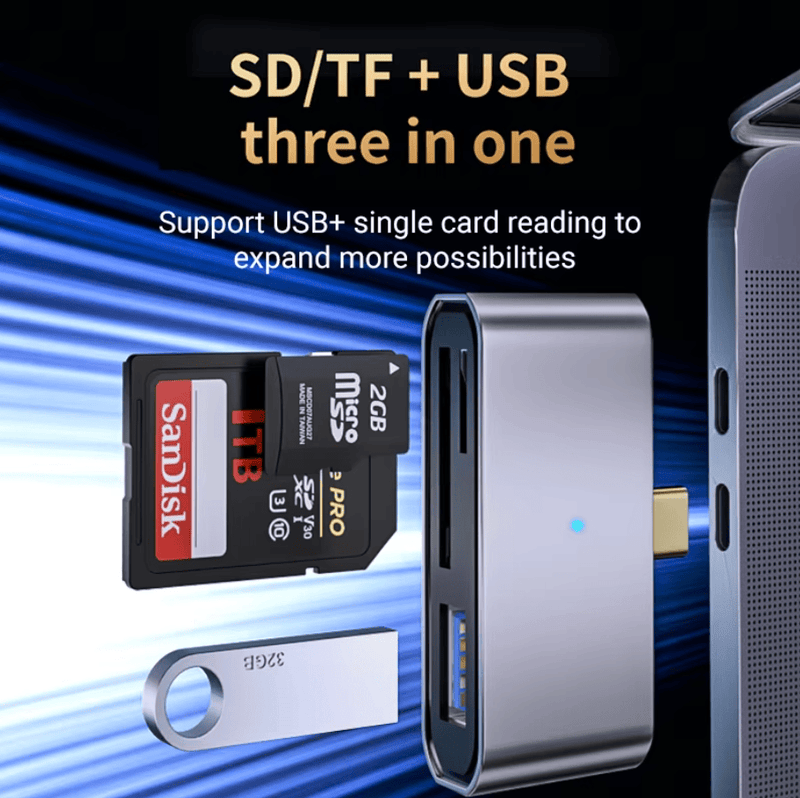 techplus 3 In 1 USB OTG Card Reader USB C Micro USB SD TF Adapter For Phones 3 In 1 USB OTG Card Reader USB C Micro USB Adapter