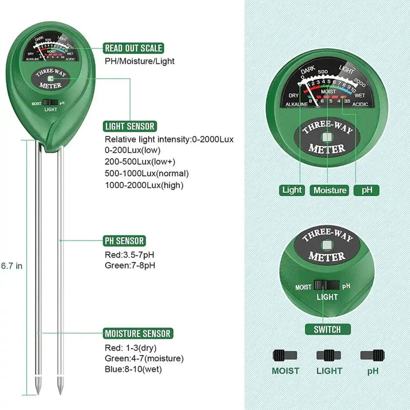 Soil Meter (Moisture, Light, PH) by Habicare