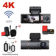3-Lens Car Camera – Front/Inside/Rear 4K DVR (different models available) by Habicare