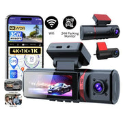3-Lens Car Camera – Front/Inside/Rear 4K DVR (different models available) by Habicare