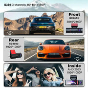 3-Lens Car Camera – Front/Inside/Rear 4K DVR (different models available) by Habicare