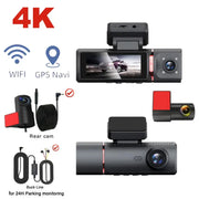 3-Lens Car Camera – Front/Inside/Rear 4K DVR (different models available) by Habicare