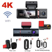 3-Lens Car Camera – Front/Inside/Rear 4K DVR (different models available) by Habicare