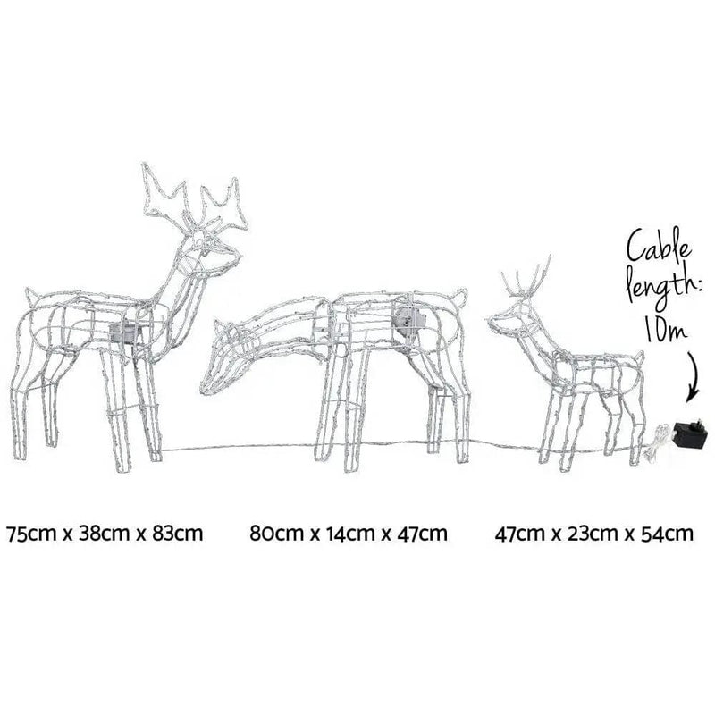 SportZone.co.nz Occasions > Christmas > Outdoor Decorations & Lights Jingle Jollys Christmas Lights 3 Pcs Reindeers 250 LED Decorations Jingle Jollys Christmas Lights 3 Pcs Reindeers 250 LED Decorations