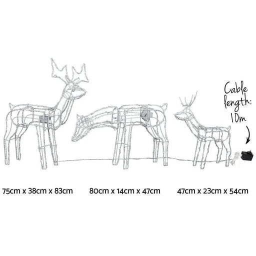 SportZone.co.nz Occasions > Christmas > Outdoor Decorations & Lights Jingle Jollys Christmas Lights 3 Pcs Reindeers 250 LED Decorations Jingle Jollys Christmas Lights 3 Pcs Reindeers 250 LED Decorations