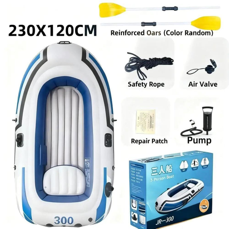 SportZone.co.nz Outdoor Recreation > Boating > Canoes & Kayaks 3 Person Inflatable Boat PVC Raft | Lakes & Pool Boat with Oars and Pump 3 Person Inflatable Boat PVC Raft | Lakes & Pool Boat with Oars and Pump