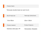 3-Section Telescopic Car Wash Mop with Double Brush Head by Habicare