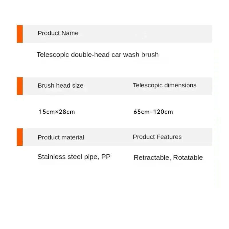 3-Section Telescopic Car Wash Mop with Double Brush Head by Habicare