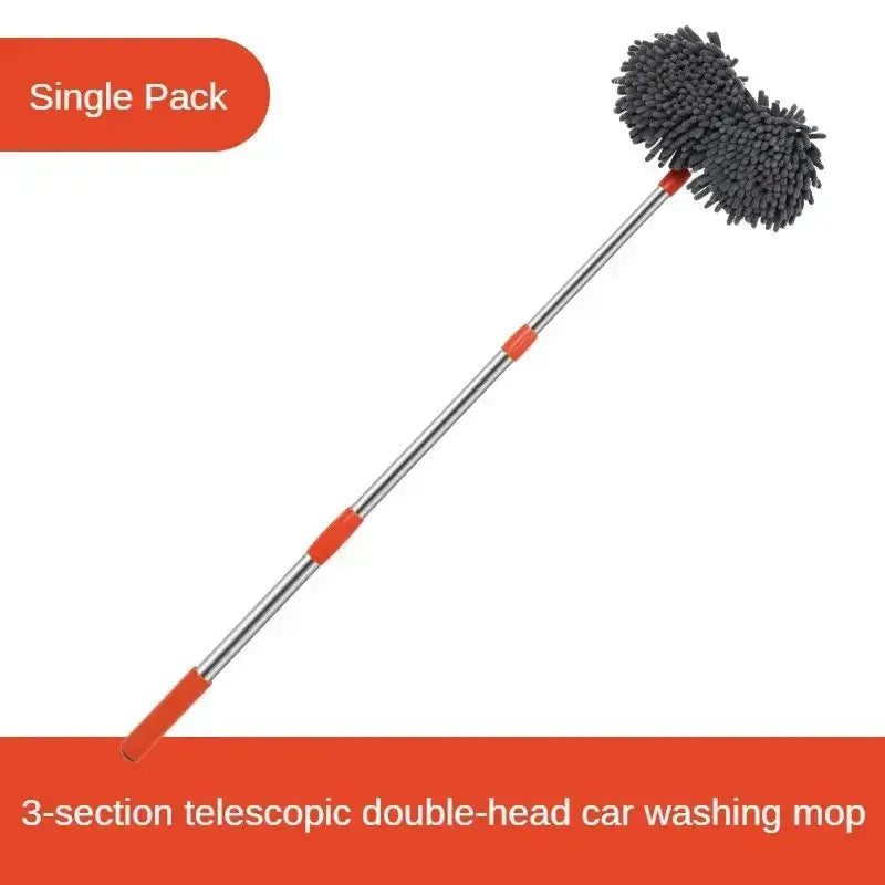 3-Section Telescopic Car Wash Mop with Double Brush Head by Habicare