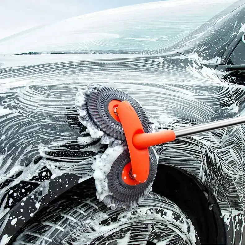 3-Section Telescopic Car Wash Mop with Double Brush Head by Habicare