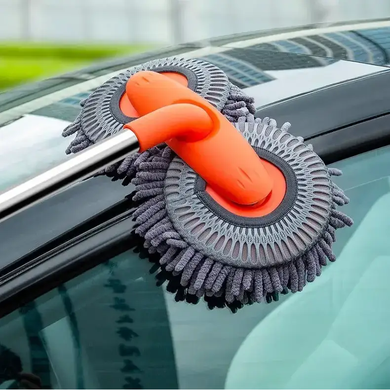 3-Section Telescopic Car Wash Mop with Double Brush Head by Habicare