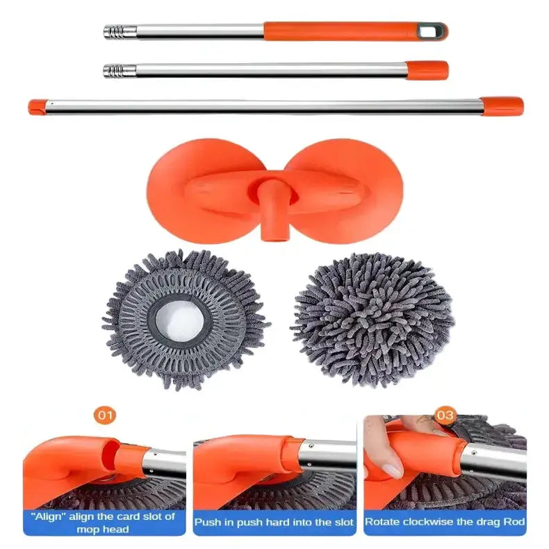 3-Section Telescopic Car Wash Mop with Double Brush Head by Habicare